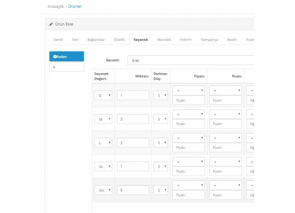 Opencart Seçenek Stoğu Kontrolü Modülü